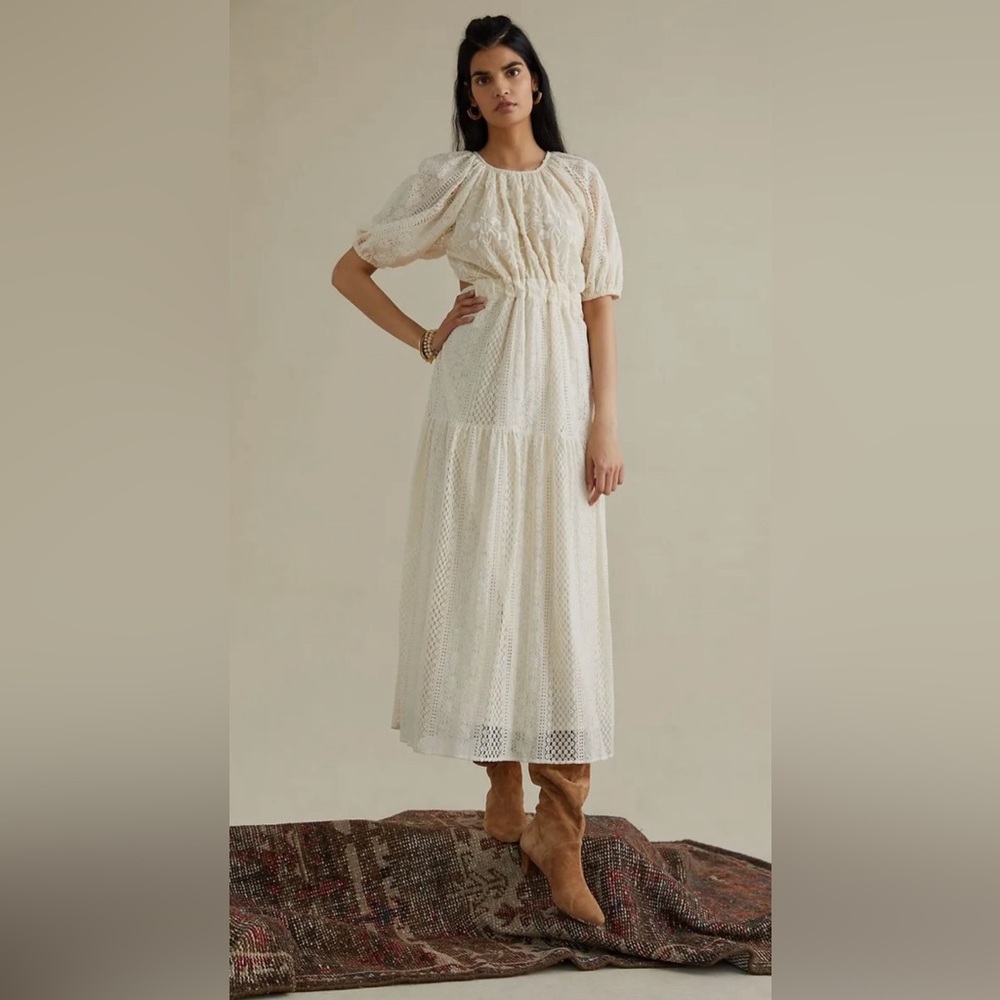 Anthropologie Cream Maxi Dress